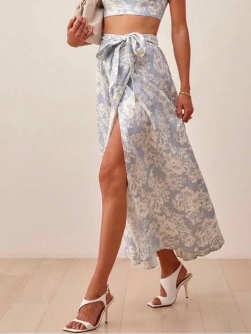 Reformation Palm Linen Wrap Maxi Skirt – Floral – Size 0